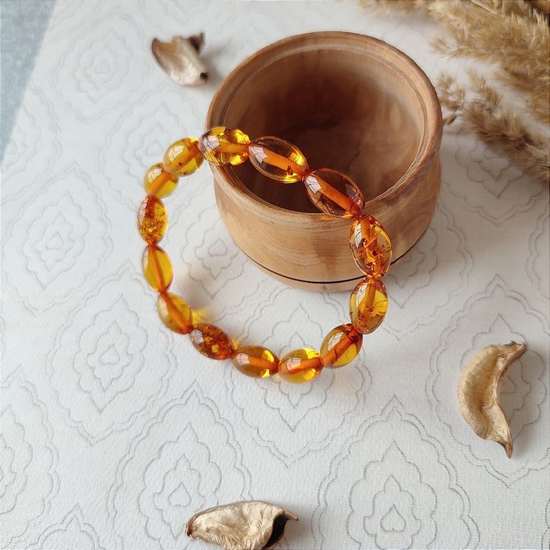 Браслет "Оливка" янтарь