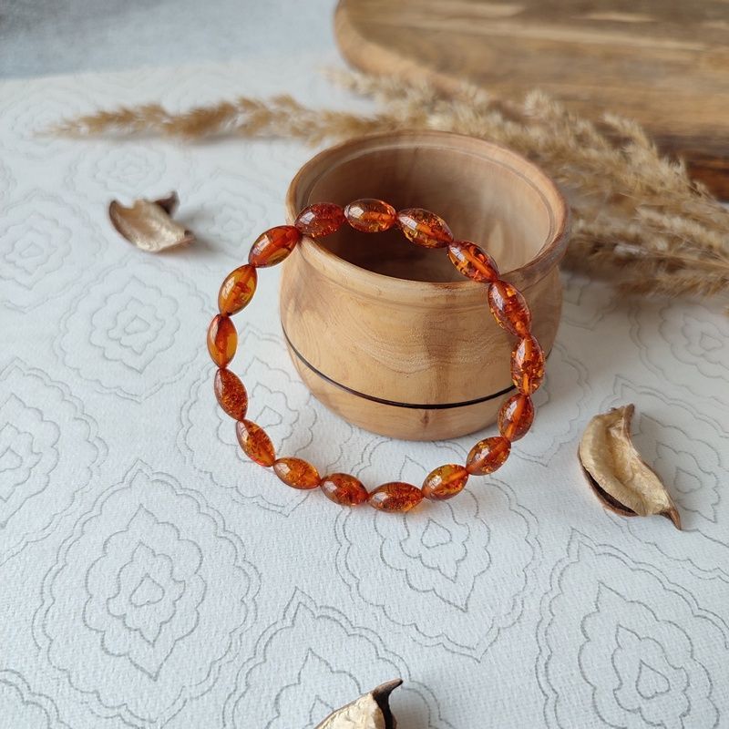 Браслет "Оливка" янтарь