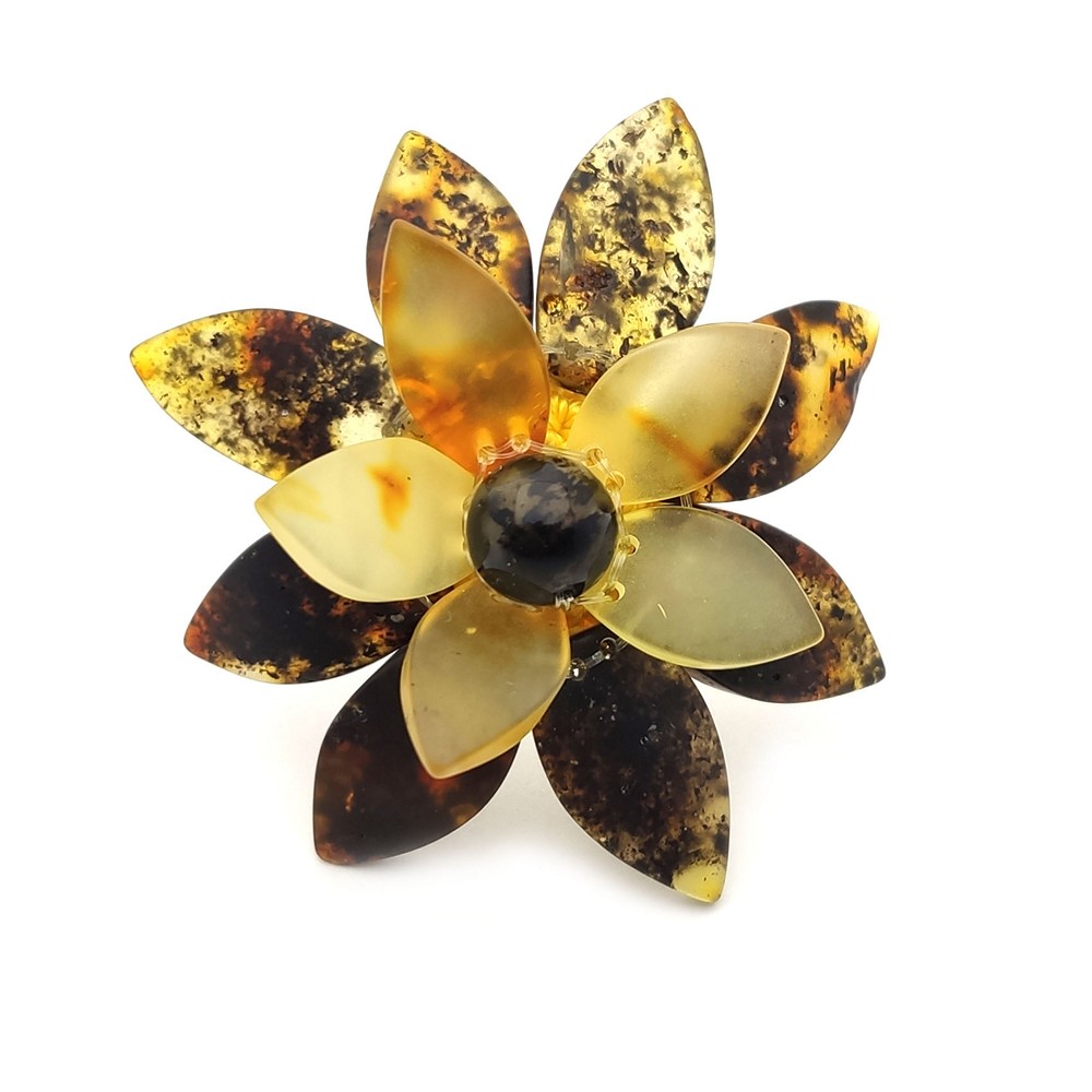 Кольцо "Лотос" янтарь