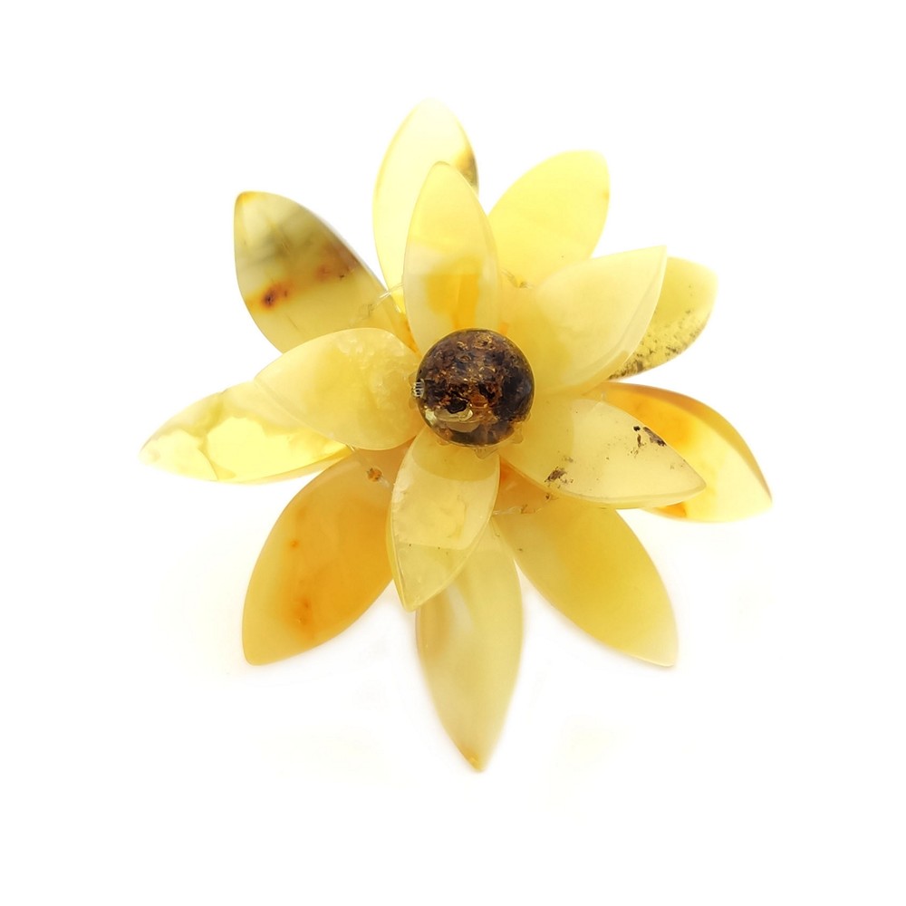 Кольцо "Лотос" янтарь