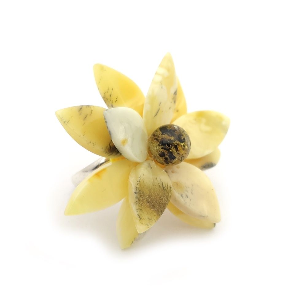 Кольцо "Лотос" янтарь