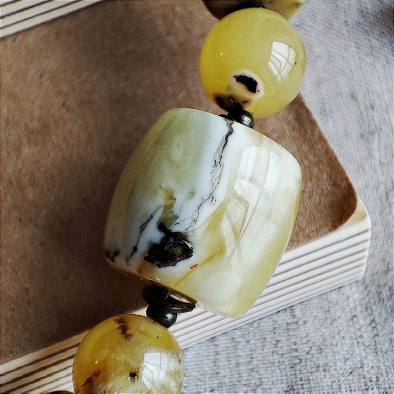 Колье "Бочка" 2 в 1 Янтарь