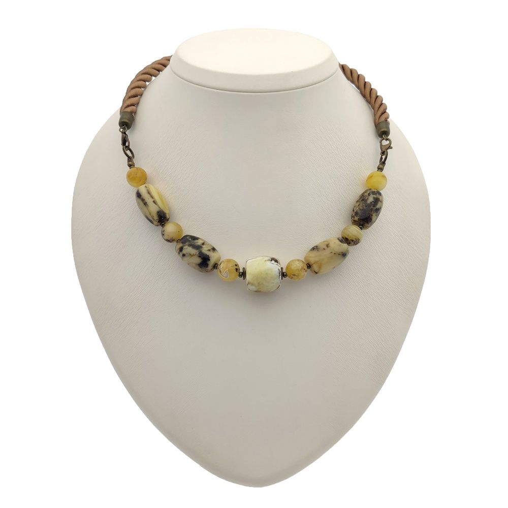 Колье "Бочка" 2 в 1 Янтарь